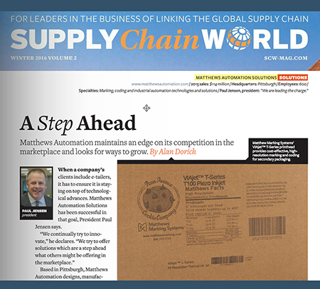 Matthews Automation Solutions featured in Supply Chain World Magazine