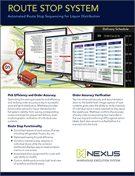 datasheet of route stop distribution planning for warehouse automation