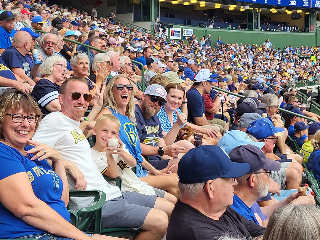 Matthews Automation employees at the Lightning Pick-Brewers Game A group of Matthews Lightning Pick employees enjoy a Milwaukee Brewers baseball game.